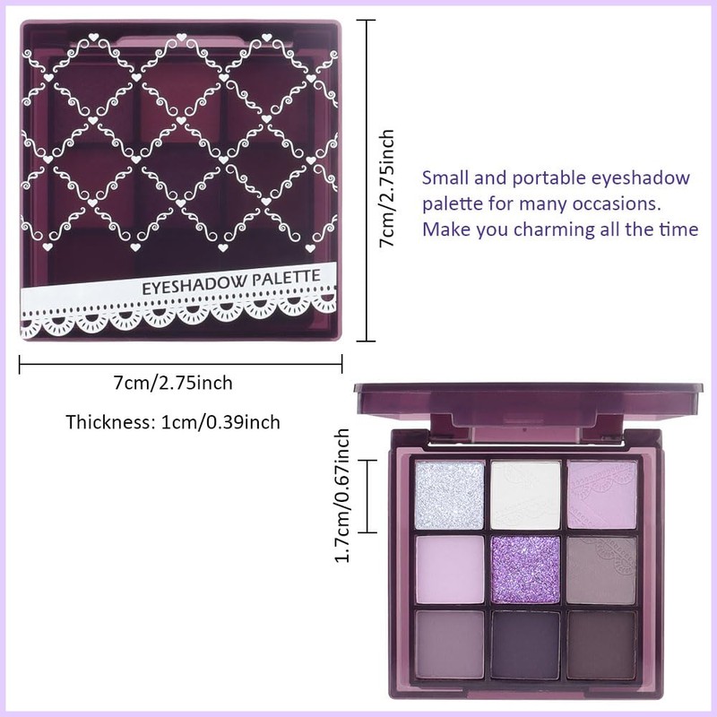 SUAKE Purple Eyeshadow Palette for Eye Makeup,High Pigmented Silver White