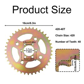 40t High Torque Rear Chain, 6 Hole Mini Bike Rear Sprocket 420 Chain Replacement Accessories Compatible with FPR GMB100, Motovox MBX10, Oryxearth 105cc