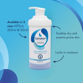 Cetraben Body Cream Moisturiser, For Dry Sensitive and Eczema Prone Skin, Dermatological Body Moisturiser, Daily Whole Body Application, 1 x 475ml
