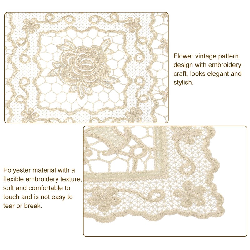sourcing map Retro Lace Placemat 15x15-in Square Embroidered Table Place