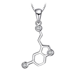 JewelryPalace Chain Love Serotonin Molecule, Chain Silver Cubic Zirconia, Women's Silver 925 Necklace 45 cm, Jewellery Set for Women, Jewellery Girls Rose Gold 45 cm, Sterling Silver, Cubic Zirconia
