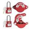 Boviisky Gate Valve Lockout with Safety Padlock, Red Outdoor Faucet Lock, Water Spigot Lock, Suitable for Valve Handles with a Diameter of 1-2.5 inches, 2 Set