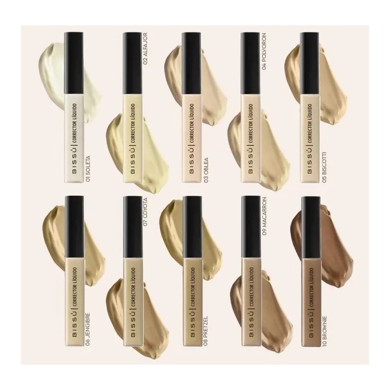 Corrector Líquido Bissú 03 Oblea, Para Ojeras e Imperfecciones, Acabado