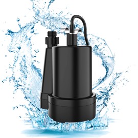 1/3 HP 2400GPH Portable Utility Pump Thermoplastic Sump Pump with 10 FT Cord