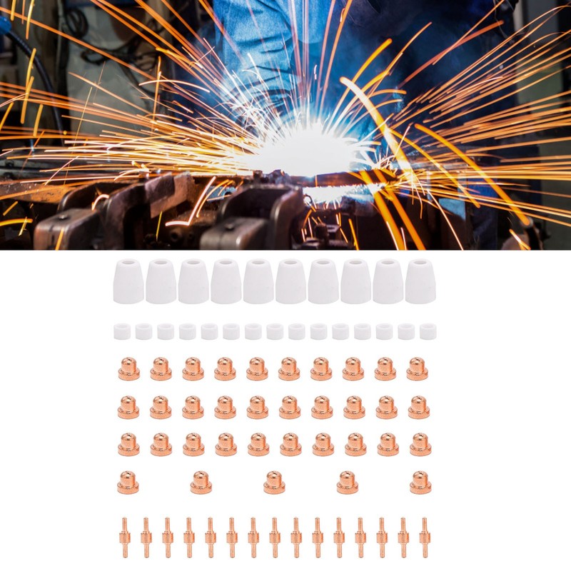 Electrode Nozzles Cups Kit Short PT‑31 Copper Consumables Welding Machine