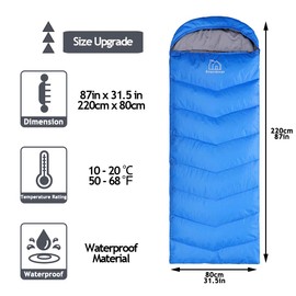 Friendriver XL Size Widened Upgraded Version of Camping Sleeping Bag 4 Seasons Warm and Cool, Lighter Weight, Adults and Children Can Use Waterproof Camping Bag, Travel and Outdoor Activities(Blue)