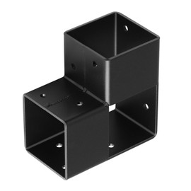 MOUNTIN_ARK 4 Pack 1-1/2" Black Square Tube Connector, 3 Way L Shape Fitting Corner Coupler Fence Rail Clamp, 2 mm Thick