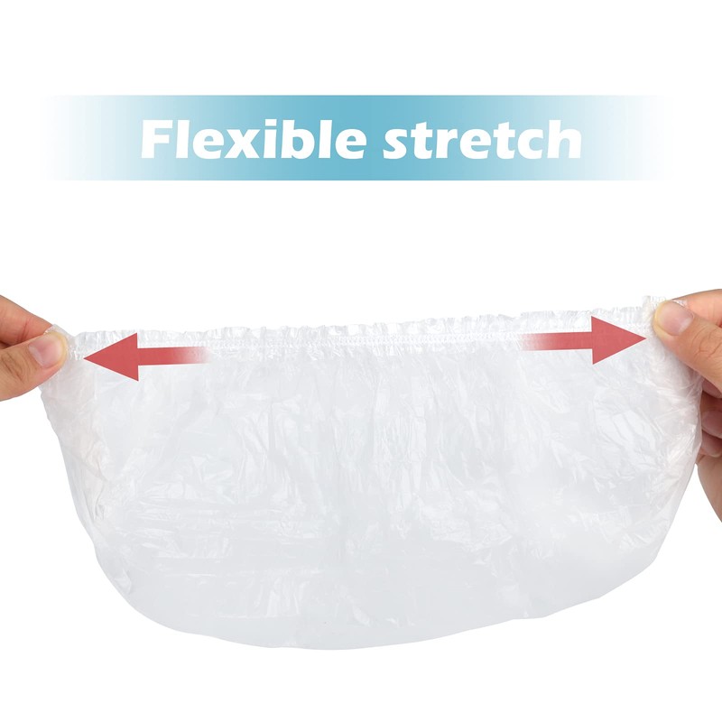 100PCS Disposable Large Shower Caps - 50CM Plastic Elastic Bath