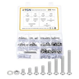 DTGN 210Pcs 1/4-20x3/8 to 2" Button Head Socket Cap Screws - 304 Stainless Steel Bolt Nut Set Washer Assortment Kit - Good for Road Bicycle, Mountain Bike, Auto