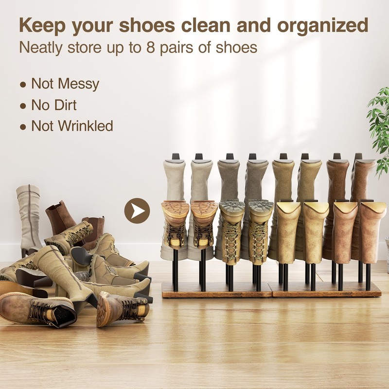 pickpiff Boot Rack 8-Pair Shoe Organizer Tall 16.4'' Free Standing