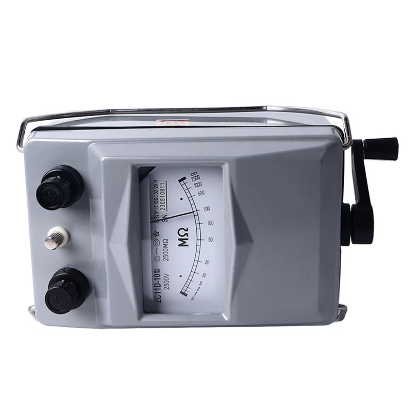 2500V Insulation Tester Hand Crank Ground Ohm Meter Aluminum Case