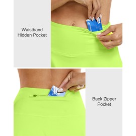 CHRLEISURE Women Tennis Golf Skirt with Pockets - High Waisted Crossover Golf Pleated Athletic Workout Dress Running Skort, Neon Green, Small