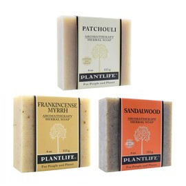 Plantlife Frankincense, Sandalwood, and Patchouli Bar Soap Bundle of 3 - Moisturizing and Soothing Soap for Your Skin, Handcrafted Using Plant-Based Ingredients - Made in California, 4 oz Bars