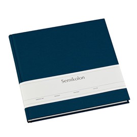 Semikolon 353519 Guest Book - 25 x 23 cm - with 180 Blank Pages to Design Yourself, Bookmark - Navy Dark Blue