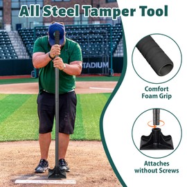 Tamper Tool Heavy Duty 8"x8" Steel Tamper with Adjustable 61 inch Handle Laborsaving Garden Tamper Landscaping Tools for Leveling Soil, Patching, Grading, Paving Stone, Compacting Asphalt