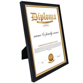 GraduationMall A4 Certificate Frame Solid Wood Picture Frame Diploma Holder Real Glass Photo Frames for Wall Tabletop Display Black