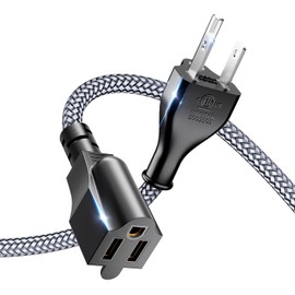 Extension Cord Indoor,1.64FT/0.5M Universal 3 Prong Extension Cord,18AWG Indoor Extension Cable for PC Monitor Scanner Printers,NEMA 5-15P to C5 Computer Power Cable-Gray