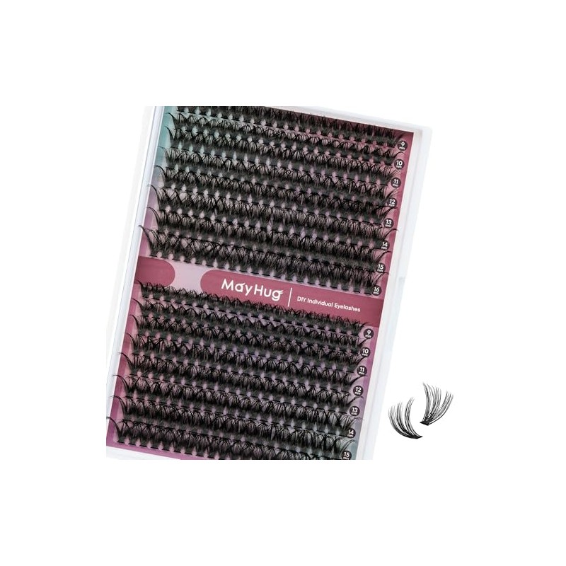 Mayhug Eyelash Extensions, 50D Individual Eyelashes, 320 Pieces, D Curl