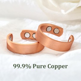 MagEnergy 2PCS Copper Rings for Men & Women, 99.9% Pure Copper Magnetic Adjustable Thumb Ring with Strong Magnet, Lymphatic Therapy Jewelry Gift with Present Box