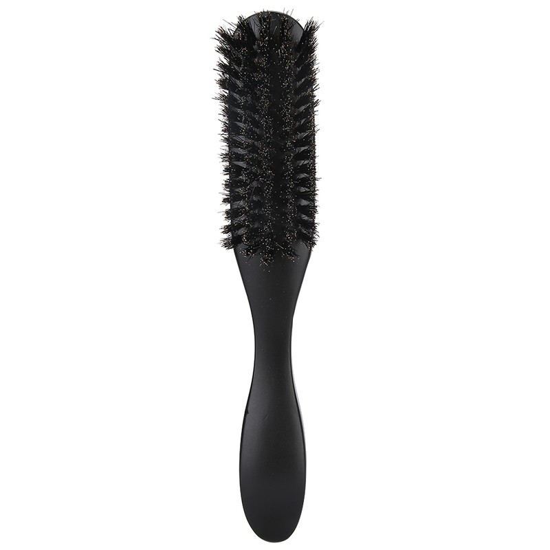 Men Beard Brush Long Handle Hair Cleaning Curved Wooden Mustache
