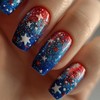 Independence Day Press on Nails Medium Square Fake Nails Blue