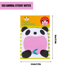 Cute Animal Sticky Notes for Party Bags, 8 Packs 160 Pieces Party Bag Fillers for Kids, Party Favour Cartoon Animal Sticky Notes Set, Cartoon Animal Sticky Notes for Kids, Multi-color