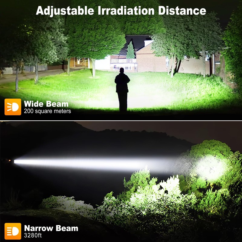 MILAOSHU Rechargeable Flashlights 990000 High Lumen, 5000 ɱAh ΒATTERY LED