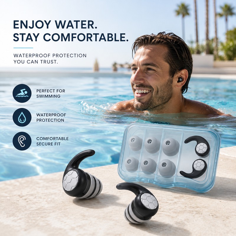 Reusable Ear Plugs for Sleeping and Swimming – Waterproof Noise