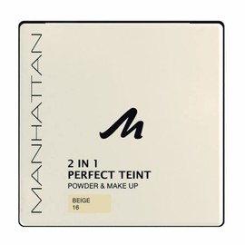 Manhattan 2 in 1 Perfect Teint Powder – Puder und Make-up in einem für einen absolut ebenmäßigen Teint – Farbe Beige 16 , 9g (1er Pack)