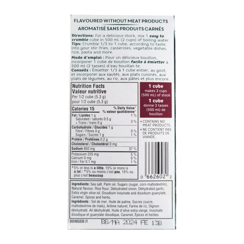 La Cie McCormick Canada Co. McCormick Gourmet All-Vegetable Bouillon Cubes,