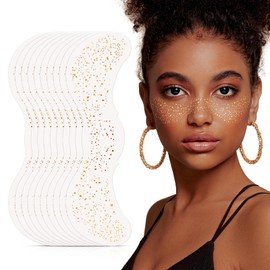 Glitter Freckles Face Tattoo, 10 Pcs Face Glitter Freckles Gold for Kids Women, Fake Sparkle Temporary Tattoos Stickers for Girls and Adults Festival Makeup Accessories Face Decor Star, Golden