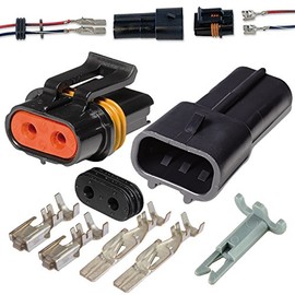 2 Pin Metri-Pack Waterproof Connector 10-12awg Terminals and Seals 46Amp (10-12 GA (1set))