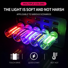 GreceYou 2PCS Car USB Night Light Bulb, Plug-in Touch Dimmable Car Interior LED Ambient Light, Portable Mini Retro Glass Bottle Lamp for Vehicle, Bedroom, Camping, Party (Blue)