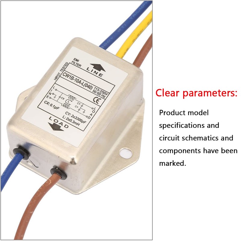 CW1B-10A-L EMI Filter, Single-Phase EMI Power Filter, AC 125/250V 10A
