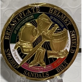 * 10 Pcs Put on Whole Armor of God Ephesians 6-13-17 Bible Verse Challenge Coin