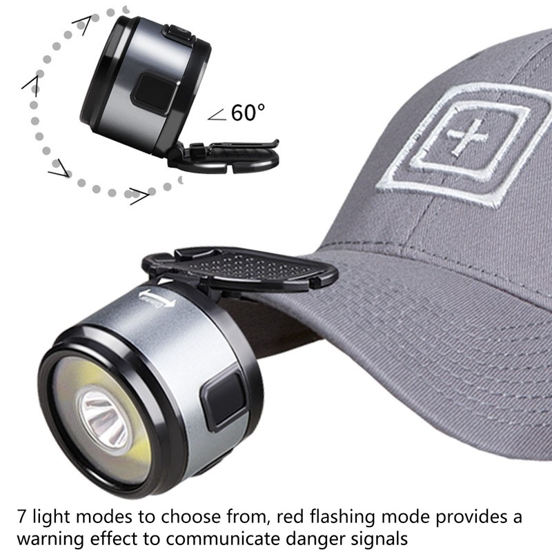 Clip On Cap Light Multifunction USB Rechargeable XPG COB Headlamp