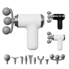 Wireless massager, portable massage, high frequency vibration, 9 types of heads, 6 levels, low noise fascia massage gun white 2ea