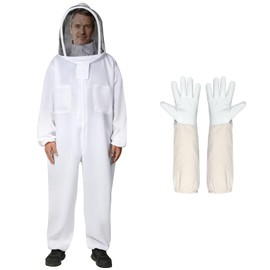 Berverra Multi-Size Professional Bee Suit for Beekeeper Sting Proof Suits with Glove & Ventilated Hood, Beekeeping Suit for Men Women, Bees Outfit for Backyard (L for 5'3''-5'7'')