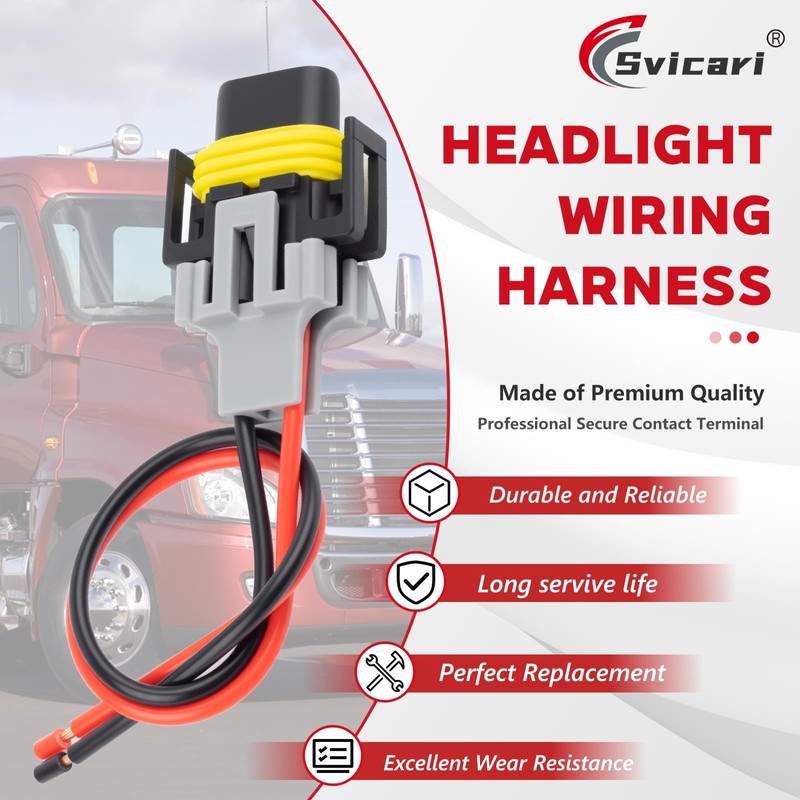 Svicari High/Low Beam Headlights Pigtail Connector Wire Harness Fit for