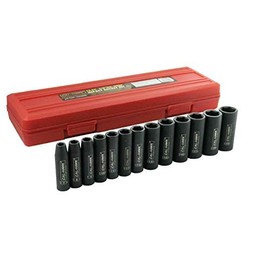 CAL-HAWK AISDCVB133M 3/8" Dr. 6 POINT Metric Deep Impact Socket Set | 13 Piece | Chrome Vanadium Steel | Metric Size Sockets