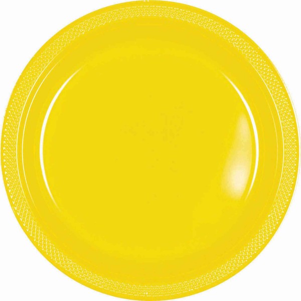 Sunshine Yellow Round Plastic Plates | 7" | Pack of 20 | Party Supply