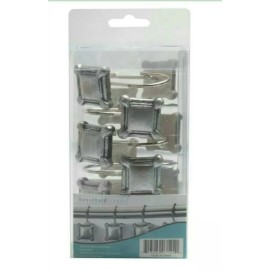 Household Trends Shower Curtain Hooks Decorative Silver Square Design Set 12 NIP