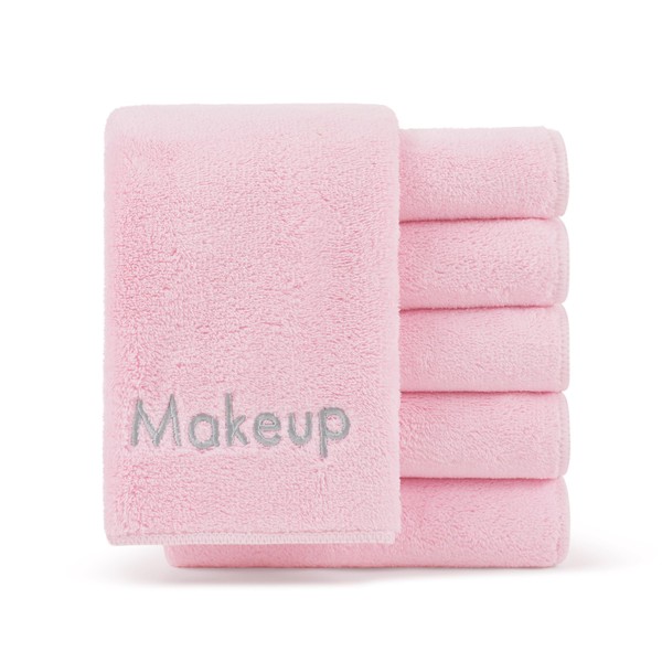 Arkwright Makeup Remover Wash Cloth - (Pack of 6) Soft Coral Fleece Microfiber Fingertip Face Towel Washcloths for Hand and Make Up, 13 x 13 in, Pink
