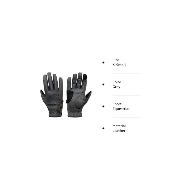 eGlove EQUEST GRIP PRO Leather Touchscreen Horse Riding Gloves (Grey,