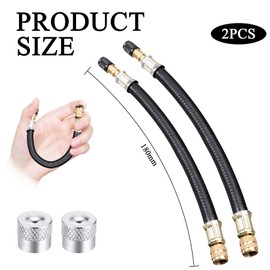 Forbabe Universal Valve Extension Car Valve 180 mm Flexible Tyre Valve Extenders Tyre Valve Extension Bicycle Valves Adapter with Valve Cap Pack of 2