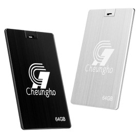 64GB USB Flash Drive 2 Pack, Metal Thumb Drive with Card Design, Waterproof USB 2.0 Portable Jump Drive for Laptop Computer Tablet (2 Colors: Silver Black)