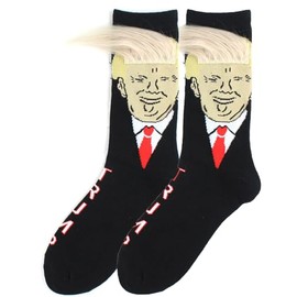 Funny Socks For Men-Hair Socks Trump-Funny Gifts For Men-Gag Gifts For Adults Funny-Novelty Hair Socks-Navy Blue Crew Socks (CA/US, Alpha, One Size, Regular, Regular, Black)