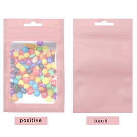 100 PCS Foil Pouch Bag, Pink Resealable Mylar Ziplock Foil Bag with Clear Window for Food Self Sealing Storage Supplies (3.1 x 5.1 Inch,8 x 13 CM)