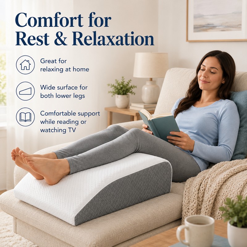 Leg Elevation Wedge Pillow for Rest & Sleeping – 8-Inch
