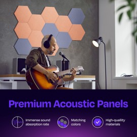 Ekkogo Ekkogo Acoustic Panels 12-Pack Soundproof Wall Panels 12"X10.4"X0.4" Sound Panels High Density Sound Dampening Panels - [Peach Beige Hexagon]